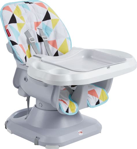 The Fisher-Price SpaceSaver Simple Clean High Chair gives you all the comforts of a full-size high chair in a seat that takes up half the space and is easy to take on the go. . Fisher price space saving high chair
